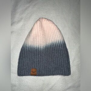 Grey pink knit hat